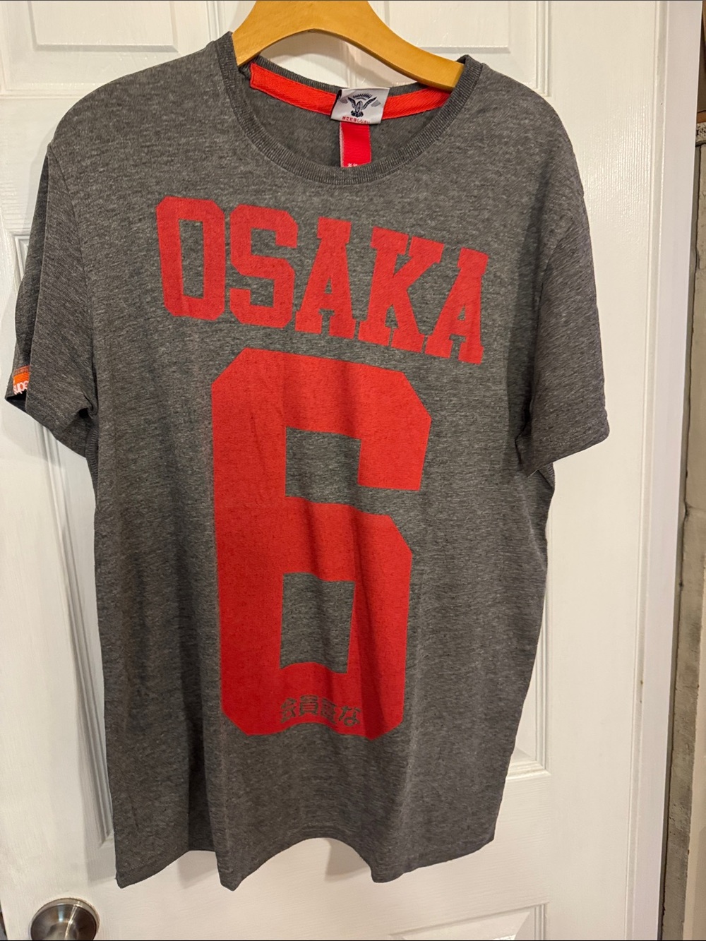 Superdry Gray Tee with Red Osaka 6 Graphic